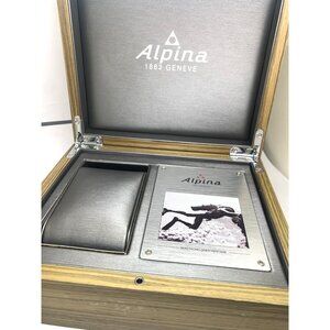 Alpina Watch Box Presentation Brown Wooden Case Gray Diver Display Empty